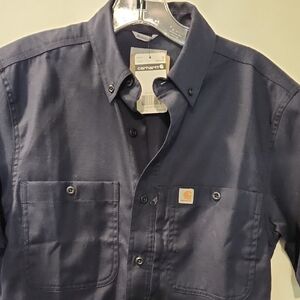 Carhartt RUGGED Dark Blue Collared Shirt Sz Sm